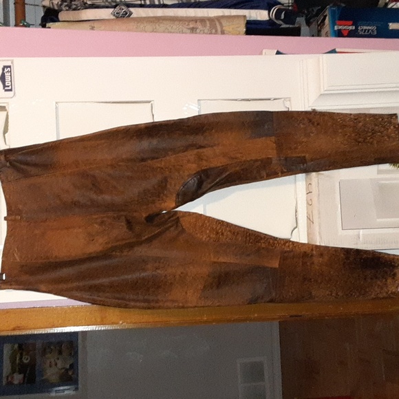 Vintage brown genuine leather pants - Picture 4 of 11
